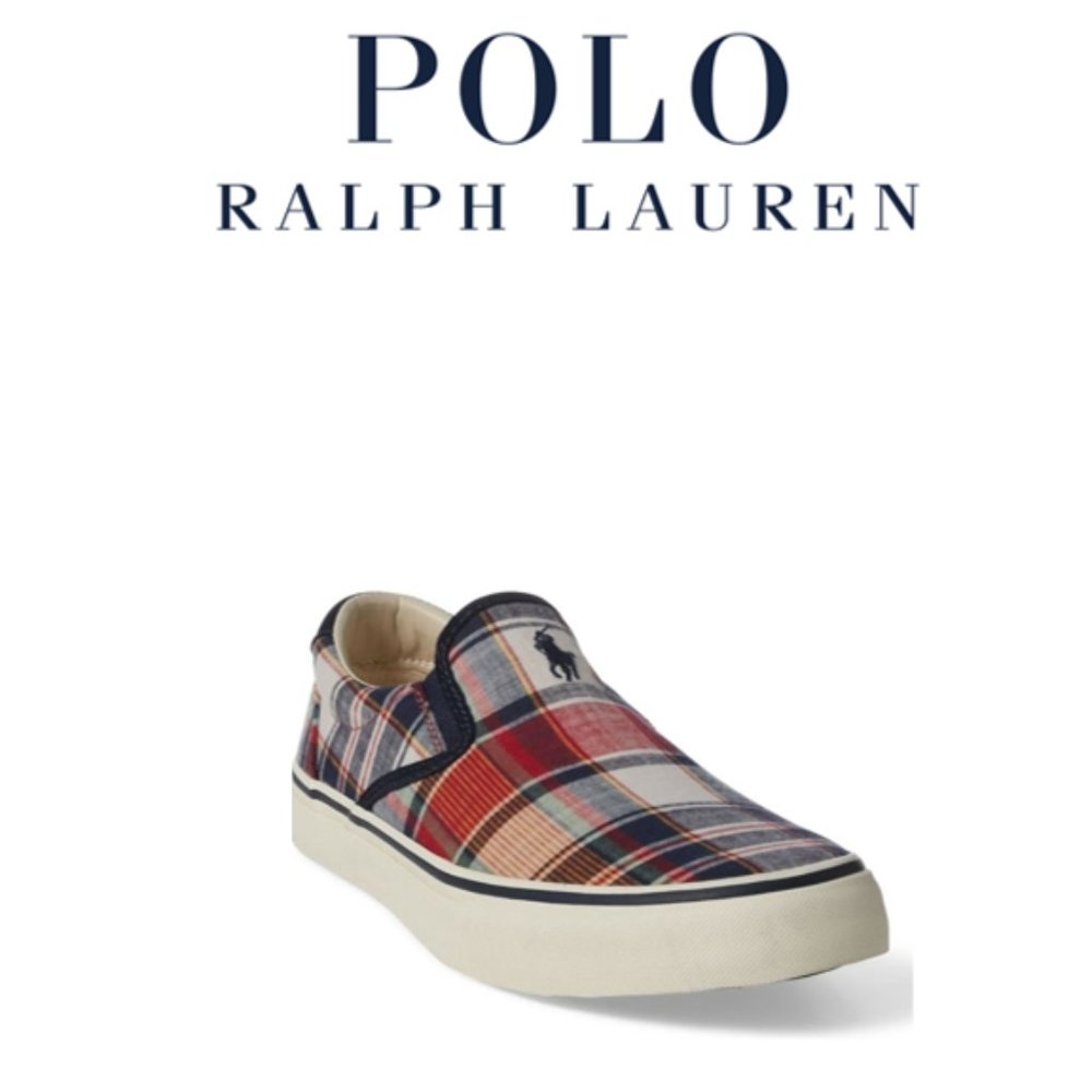 Polo Ralph Lauren Plaid Thompson Slip On Shoe NEW